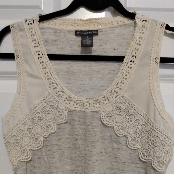 Chelsea & Theodore linen and lace sleeveless tank top S - Picture 3 of 5